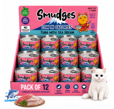 Smudges Adult Cat Tuna Flakes With Sea Bream in Soft Jelly 80g Pack of 12