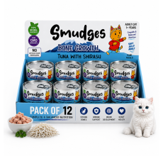 Smudges Adult Cat Tuna Flakes With Shirasu in Soft Jelly 80g Pack of 12