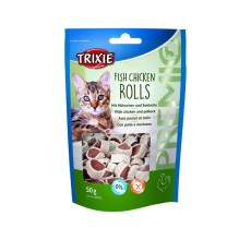 Trixie Premio Bites Fish Chicken Rolls Cat Treats 50g