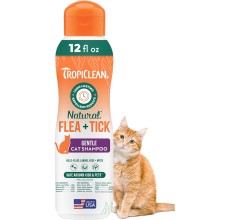 TropiClean Natural Flea + Tick Gentle Cat Shampoo, 12oz