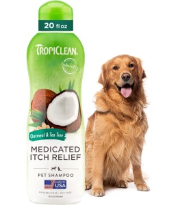 TropiClean Oatmeal & Tea Tree Medicated Itch Relief Shampoo for Pets, 20oz