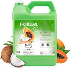TropiClean Papaya & Coconut Luxury 2-in-1 Shampoo and Conditioner for Pets, 1 gallon