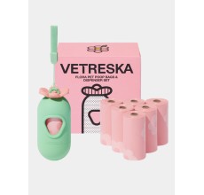 VETRESKA Flora Pet Poop Bags & Dispenser Set (1 Dispenser + 7 Rolls)