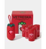 VETRESKA Strawberry Pet Poop Bags & Dispenser Set (1 Dispenser + 7 Rolls)
