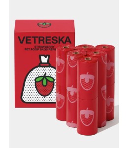 VETRESKA Strawberry Pet Poop Bags Refill Set (12 Rolls)