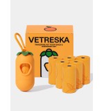 VETRESKA Tangerine Pet Poop Bags & Dispenser Set (1 Dispenser + 7 Rolls)