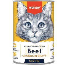 Wanpy Chunks In Gravy Canned Food For Cats – Beef 375G