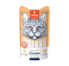 Wanpy Creamy Lickable Cat Treats - Chicken & Crab (14g x 25pc)