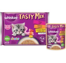 Whiskas Kitten Tasty Mix Tuna & Salmon In Jelly 4X70G