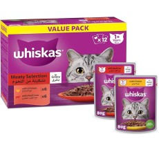 Whiskas Meaty Selection In Gravy Wet Cat Food (80G, Pack Of 12)