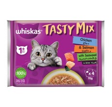 Whiskas Tasty Mix Chicken & Salmon Wet Cat Food 4x70g