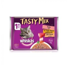 Whiskas Tasty Mix, Tuna & Crab Collection in Gravy (4 x 70g)