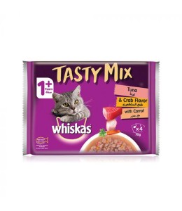 Whiskas Tasty Mix, Tuna & Crab Collection in Gravy (4 x 70g)