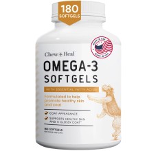 Chew & Heal - Wild-Caught Omega Skin + Coat Softgels Made with Wild-Caught Fish Oil Supplement for Dogs & Cats - 250gm
