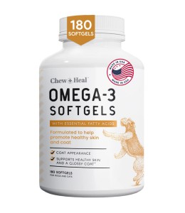 Wild-Caught Omega Skin + Coat Softgels Made with Wild-Caught Fish Oil Supplement for Dogs & Cats - 250gm