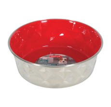 Zolux Diamonds Stainless Steel Non-Slip Dog Bowl Red 1.8L