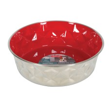 Zolux Diamonds Stainless Steel Non-Slip Dog Bowl Red 2.6L