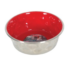 Zolux Diamonds Stainless Steel Non-Slip Dog Bowl Red 550ml