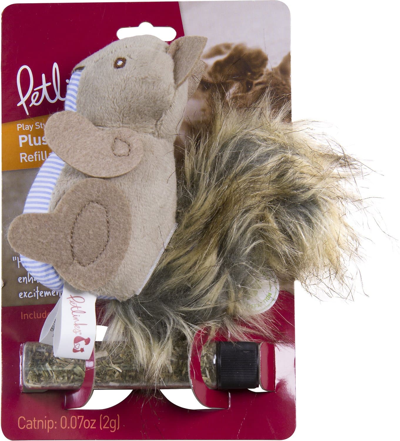 Petlinks® Plush Player™ Squirrel Refillable Catnip Cat Toy