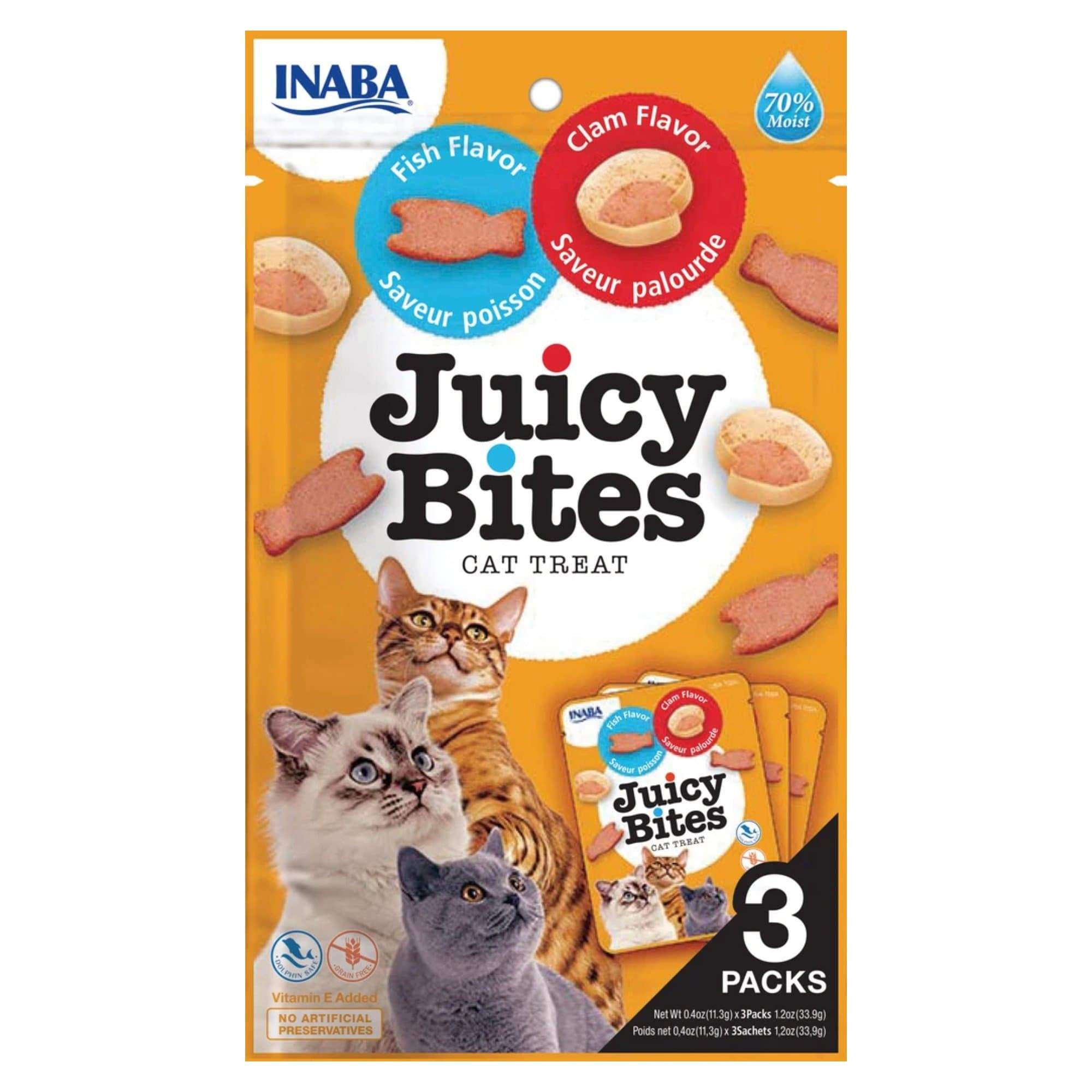 INABA Juicy Bites Fish & Clam Flavor 33.9g /3 pouches per pack