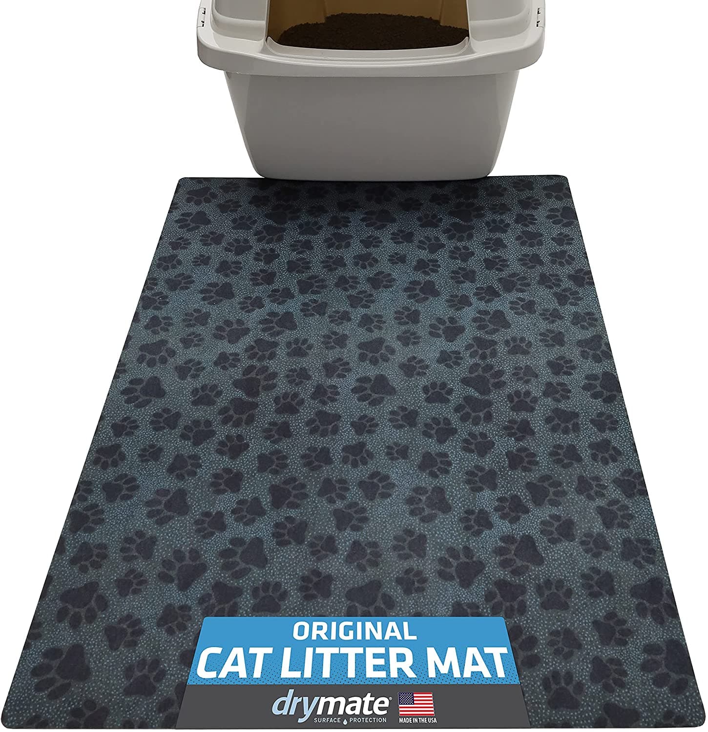 Drymate Cat Litter Mats PAW DOTS BLACK 20 X 28 Inch/ 51Cms X 71 Cms