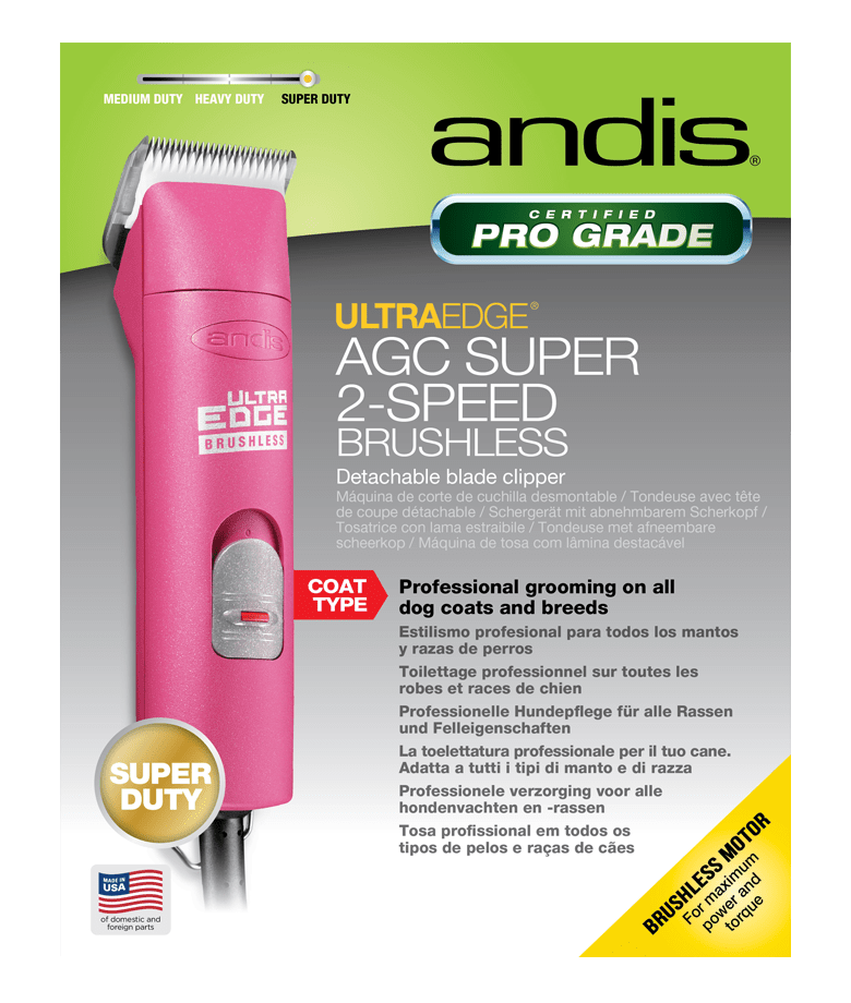 ANDIS AGC2 / AGCB 2-Speed UltraEdge Super Brushless Detachable Blade Clipper - Fuchsia