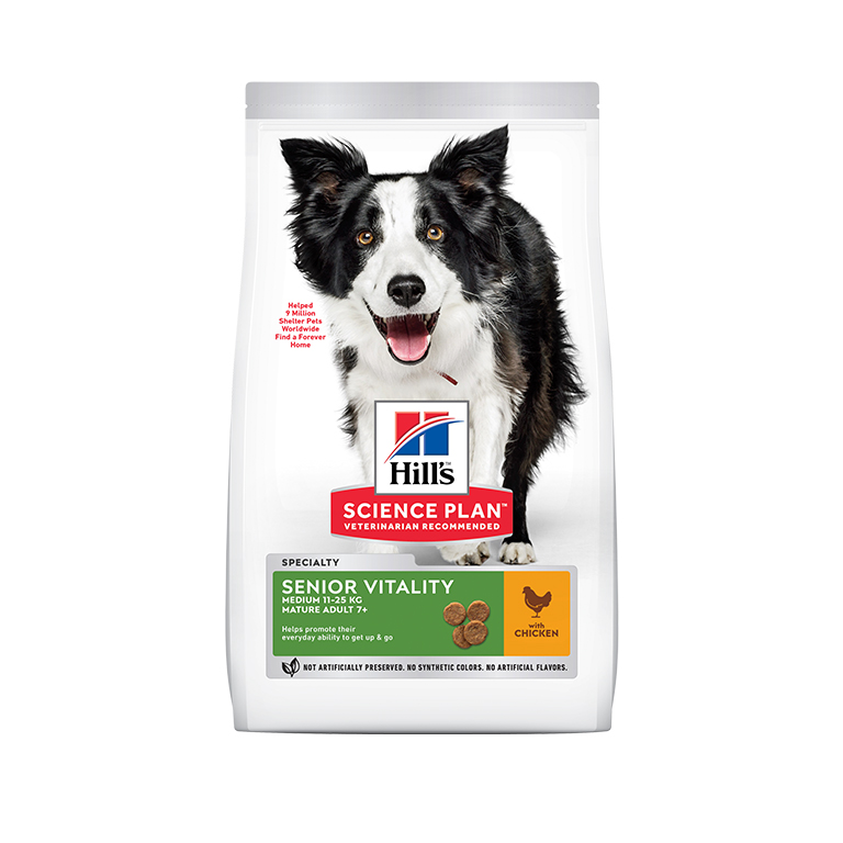 Hill's Science Plan Senior Vitality Medium Mature Adult 7+ Dog Food with Chicken & Rice - 2.5kg