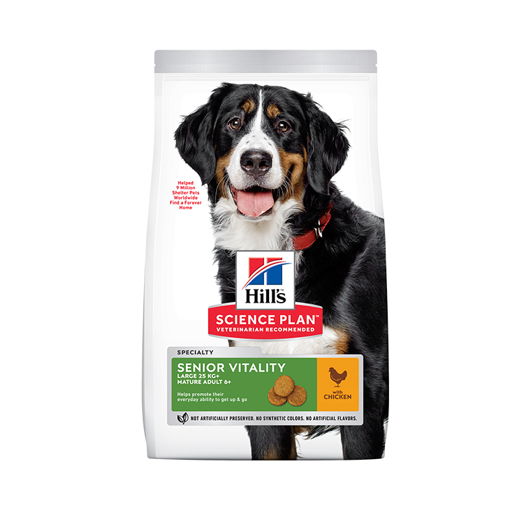 Hill's Science Plan Senior Vitality Large Breed Mature Adult 6+ Dog Food with Chicken & Rice - 2.5kg