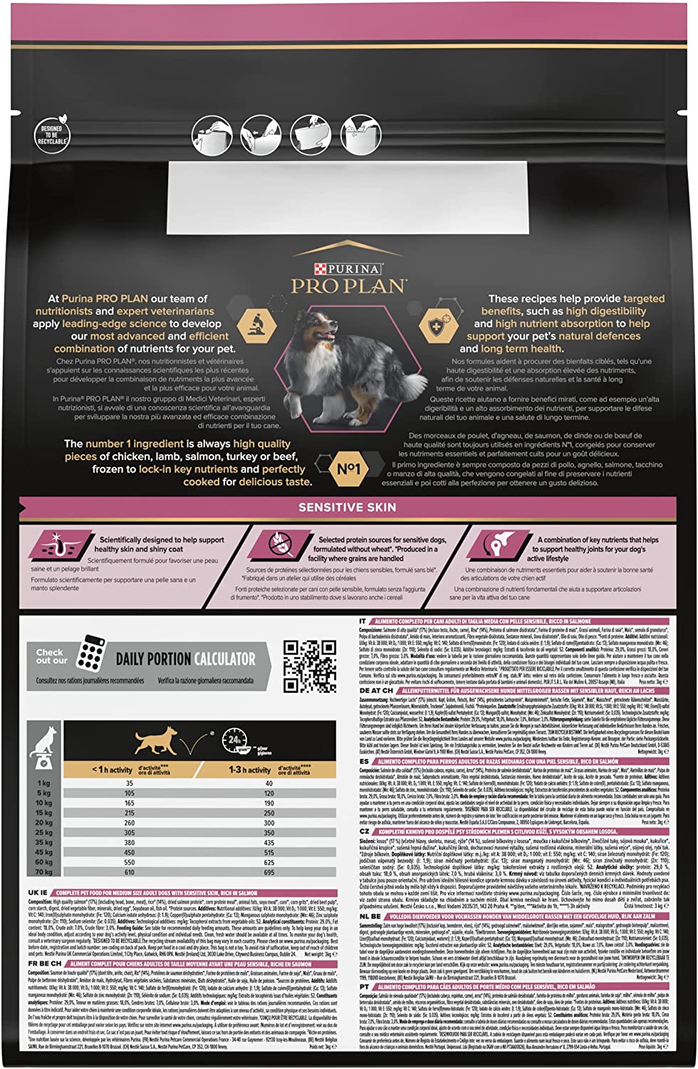 Purina Pro Plan Medium Adult Sensitive Skin Dog Salmon 3Kg