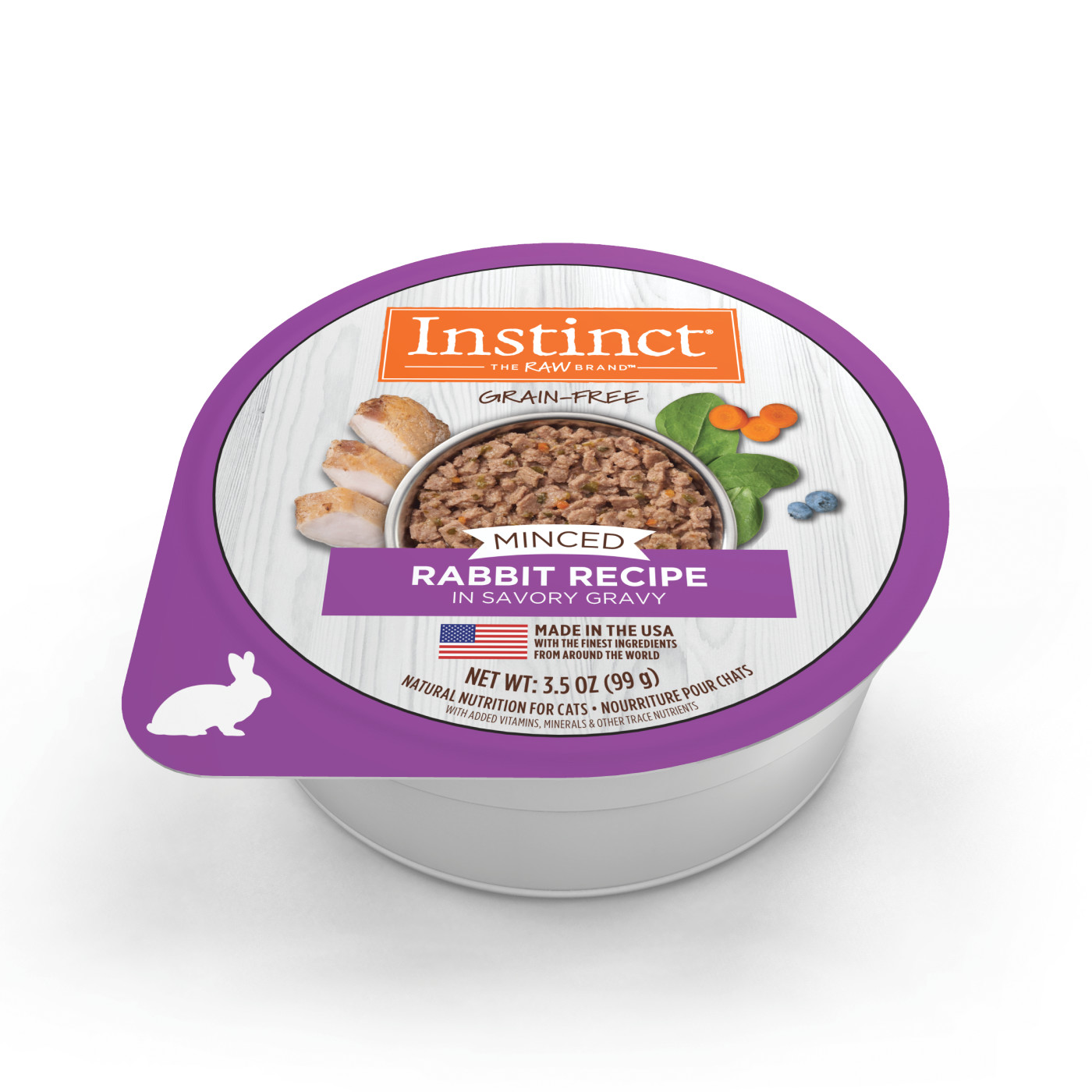 Instinct Minced Cups Real Rabbit Recipe Wet Cat Food (3.5oz)