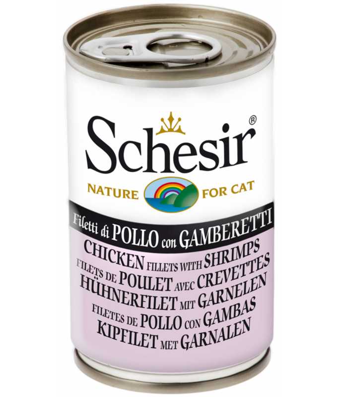 Schesir Cat Wet Food Chicken with Shrimps 140g can