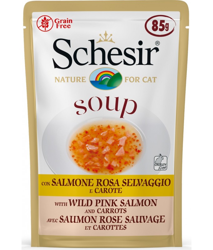 Schesir Cat Wet Soup With Wild Pink Salmon and Carrots 85g