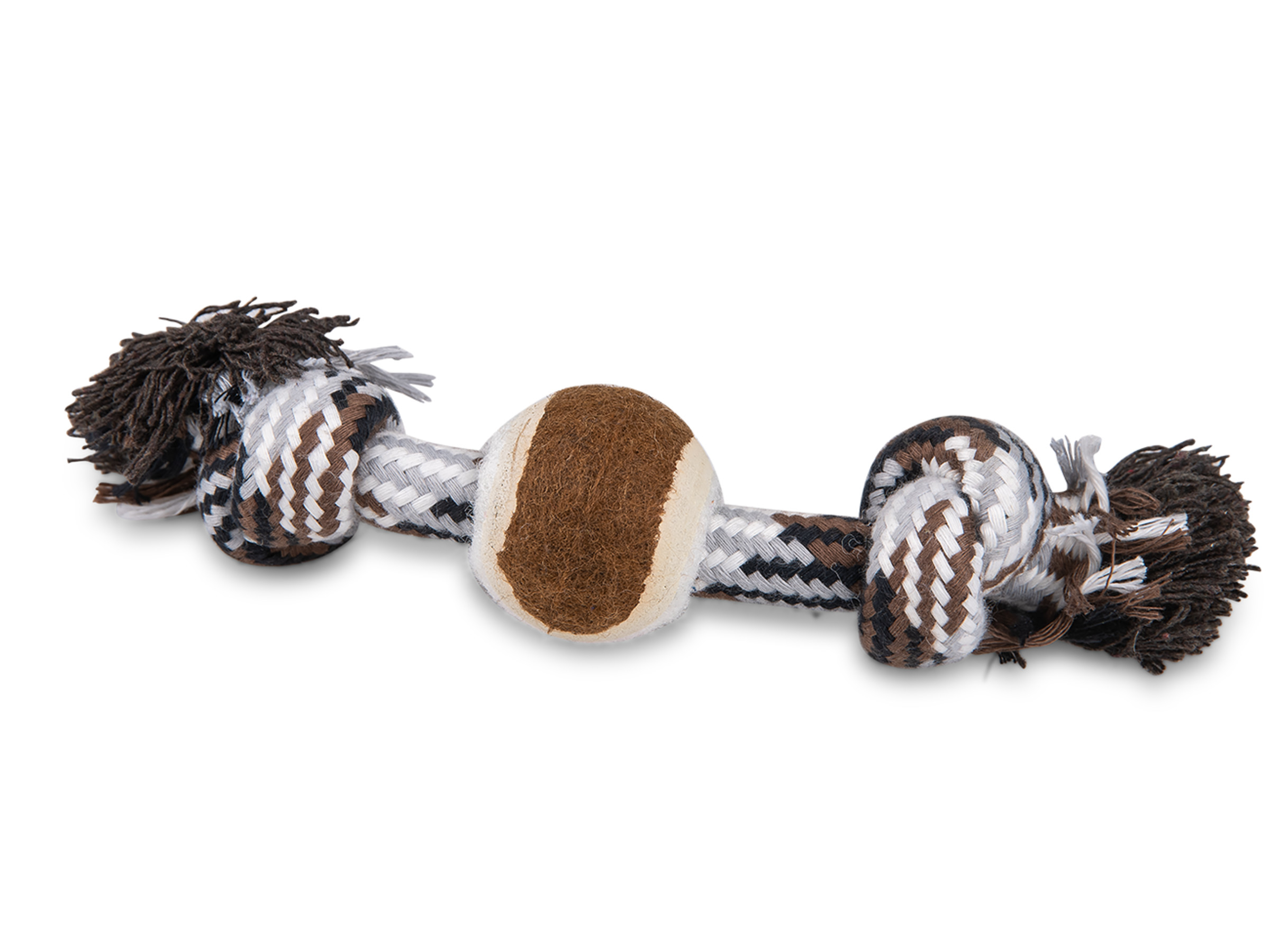 Vadigran Cotton rope 2 knots + tennisball brown 20cm