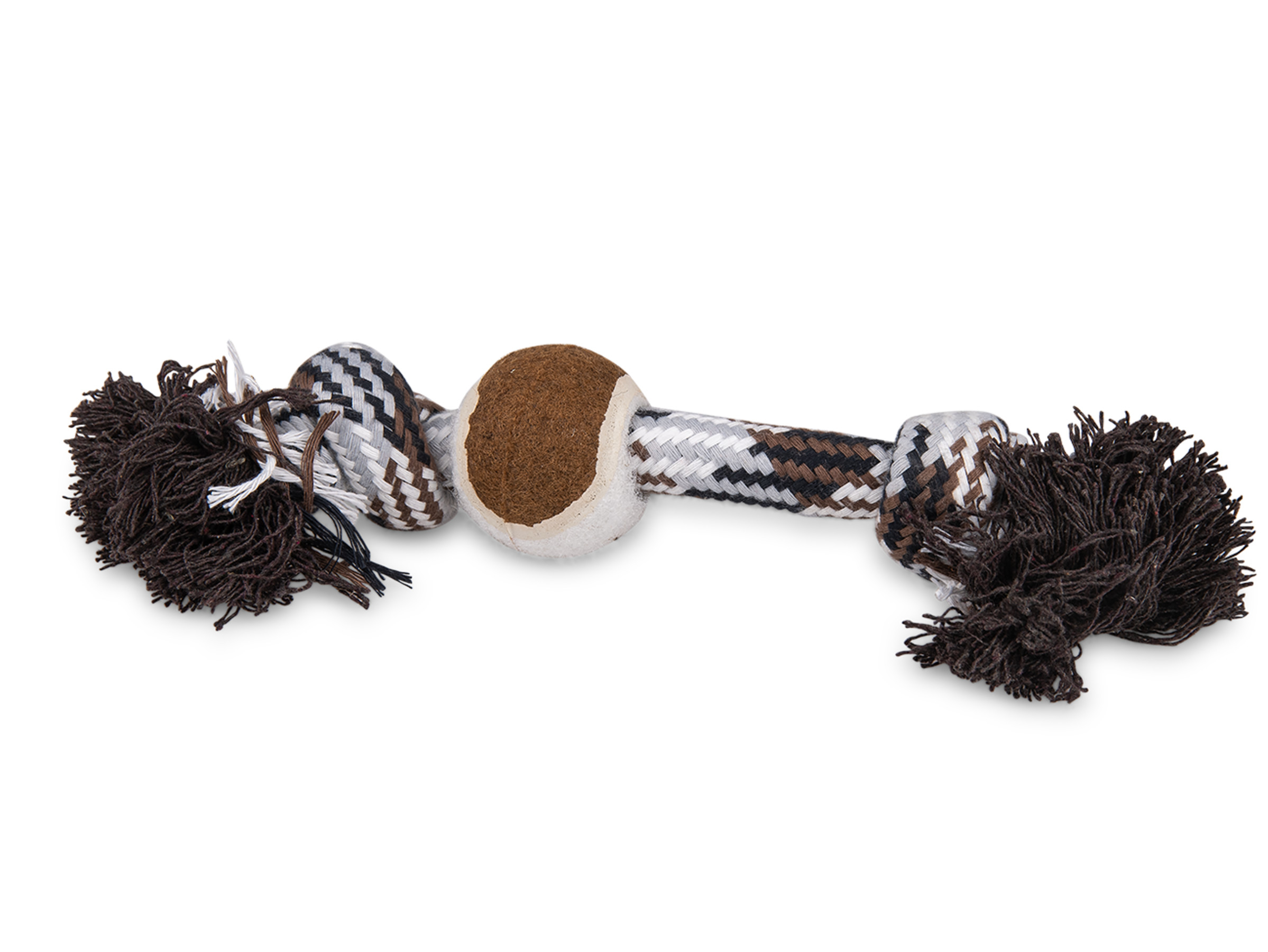 Vadigran Cotton rope 2 knots + tennisball  brown 26cm