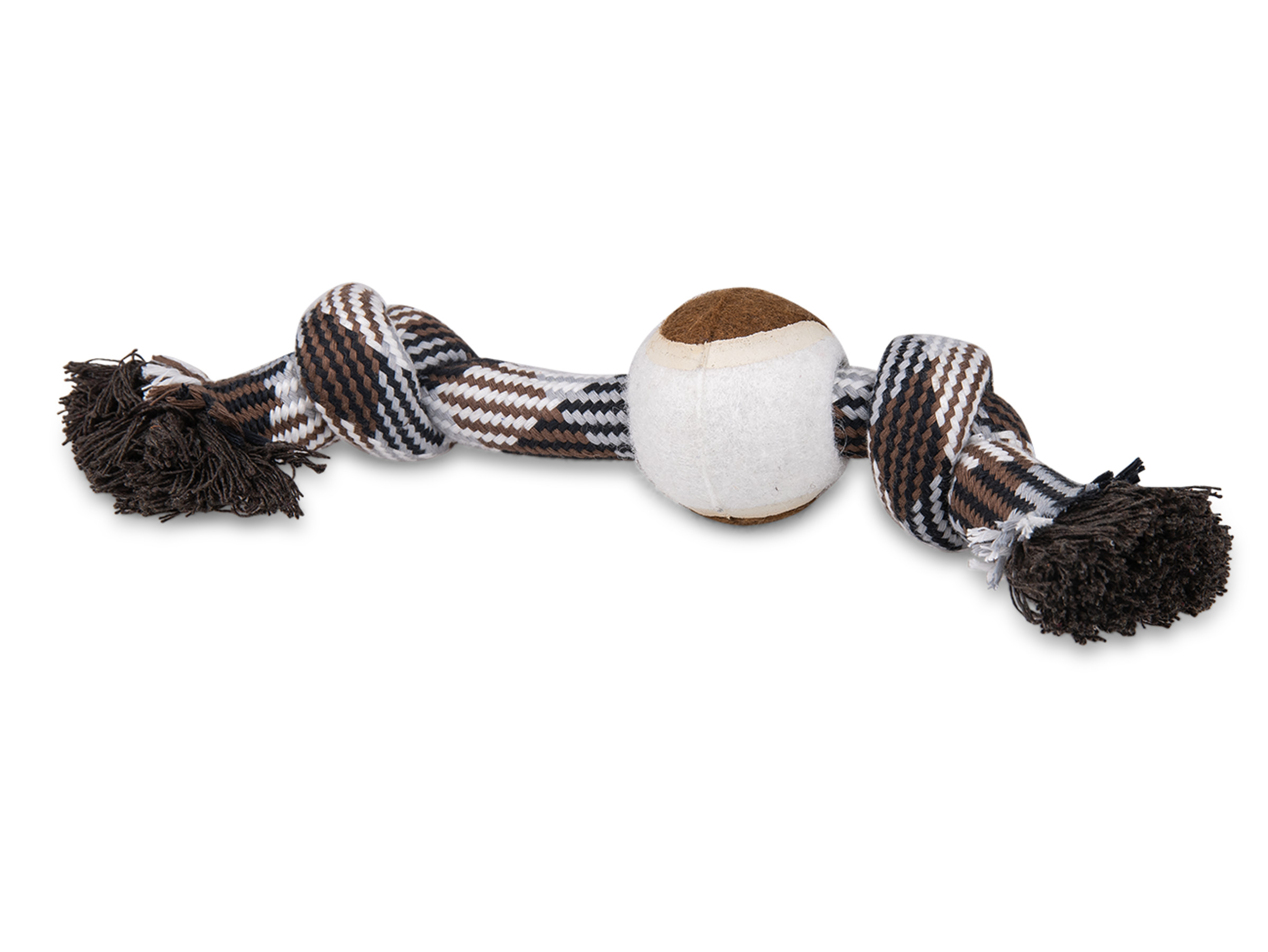 Vadigran Cotton rope 2 knots + tennisball  brown 30cm