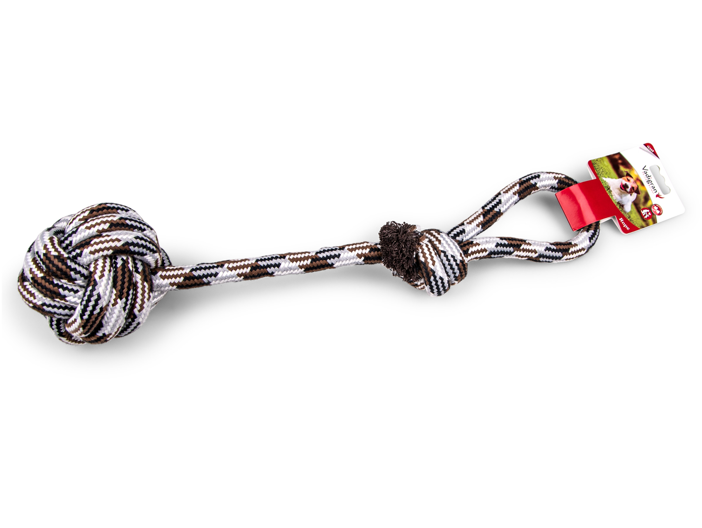 Vadigran Cotton rope+handle + ball Ø10,5cm brown 54cm