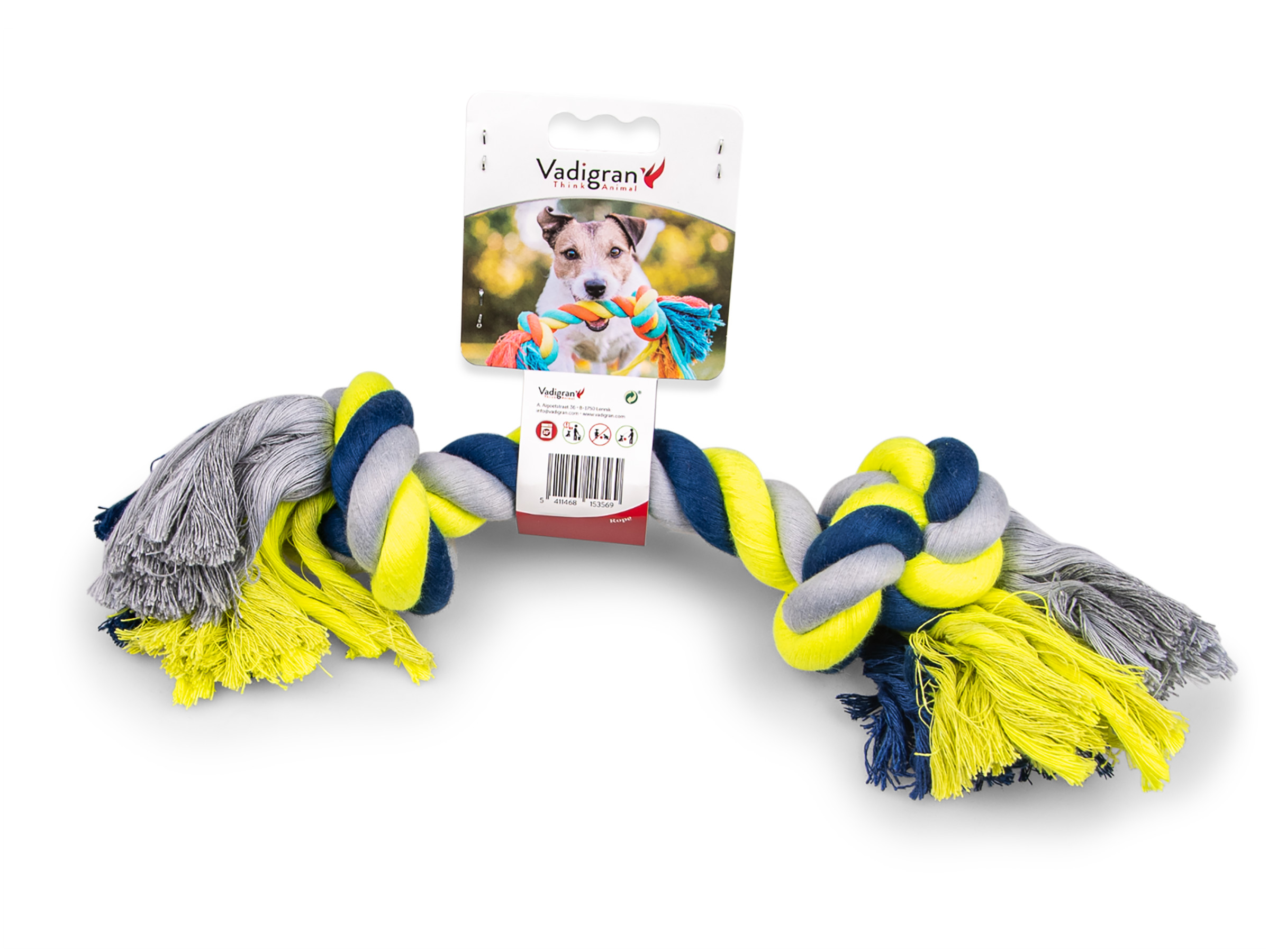 Vadigran Cotton rope 2 knots blue-yellow 270g 36cm