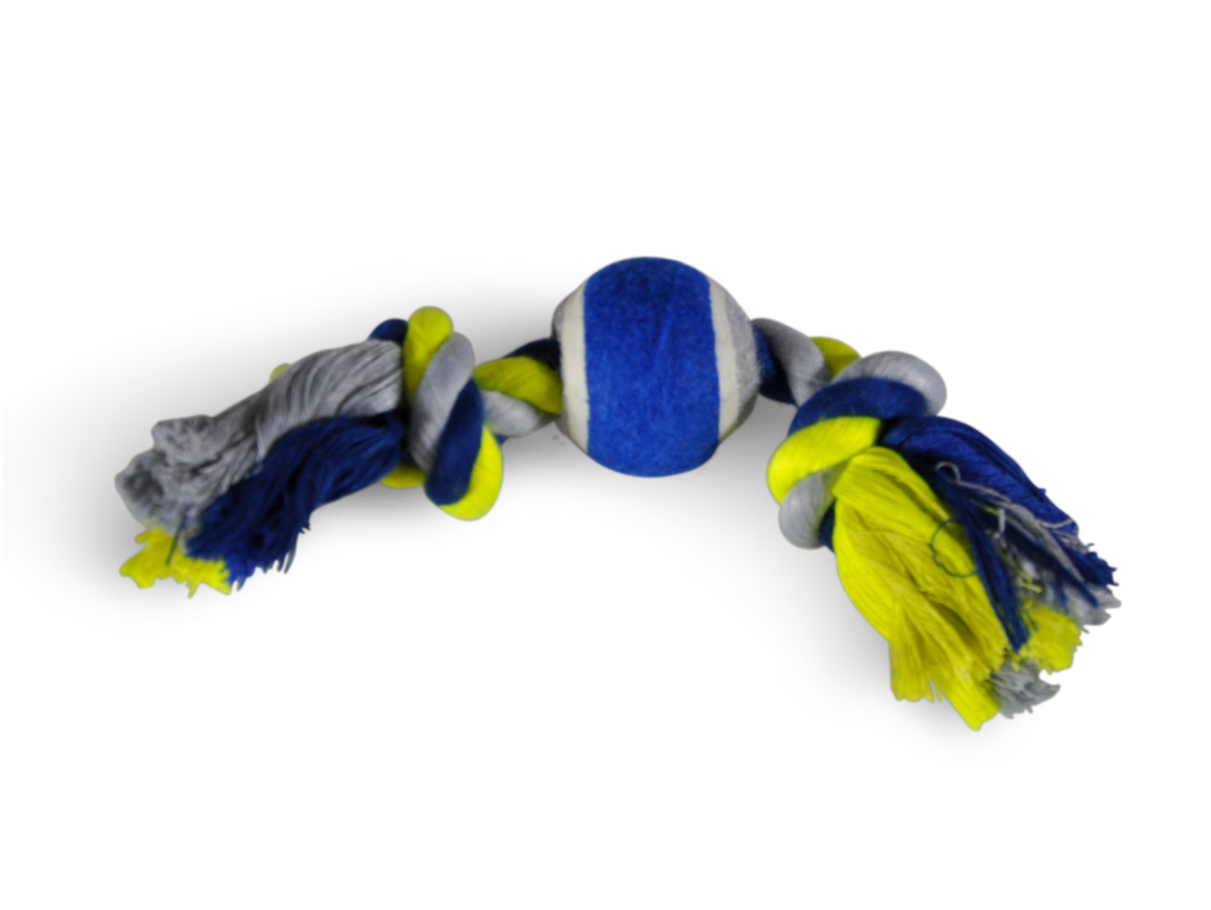 Vadigran Cotton rope 2 knots + tennisball blue-yellow 20cm