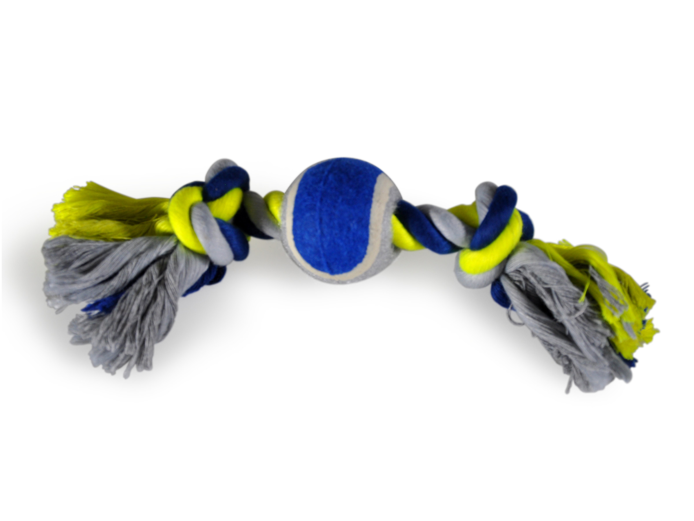Vadigran Cotton rope 2 knots + tennisball blue-yellow 26cm
