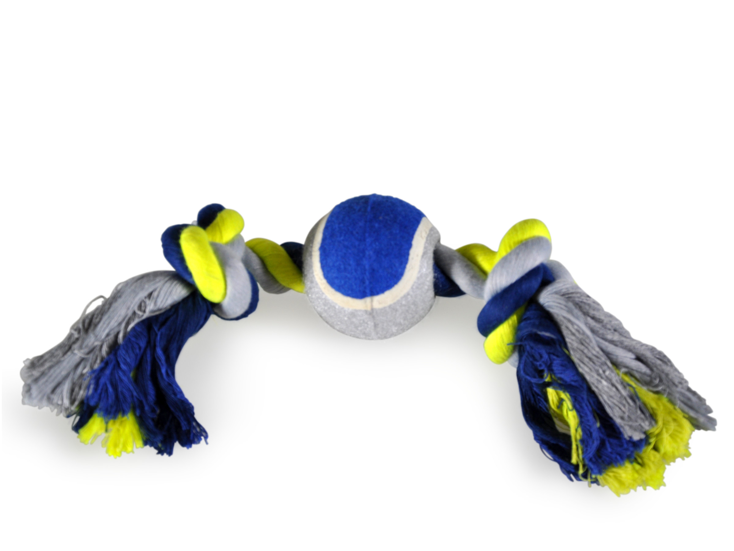 Vadigran Cotton rope 2 knots + tennisball blue-yellow 30cm