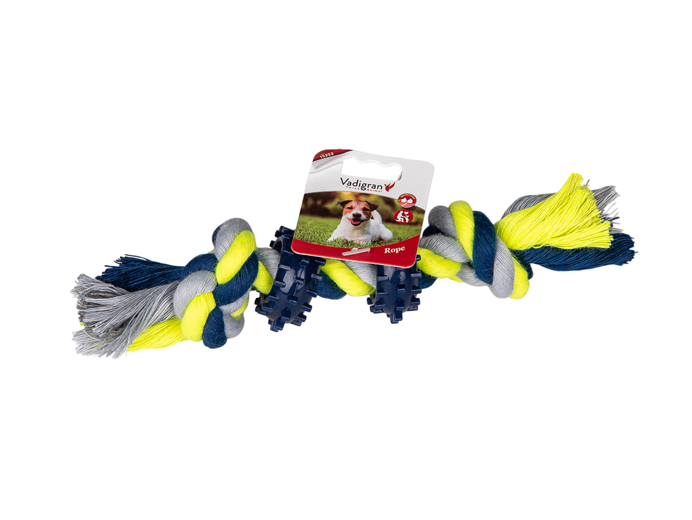 Vadigran Cotton rope 2 knots 2 rings blue-yellow 30g 16cm