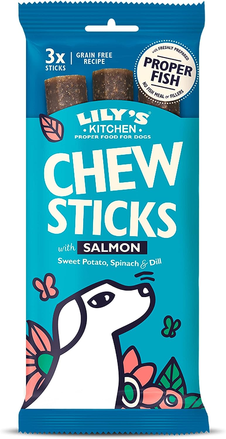 Lily's Kitchen Dog Chew Sticks w/ Salmon Dog Treats (120g)