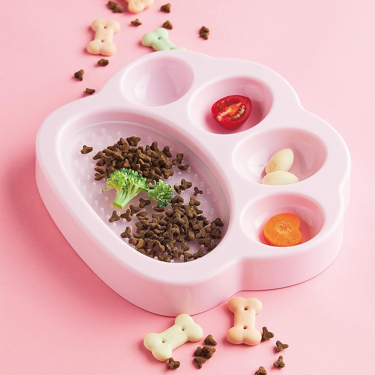 PetDreamHouse PAW 2-IN-1 Mini Slow Feeder & Lick Pad Baby Pink Easy
