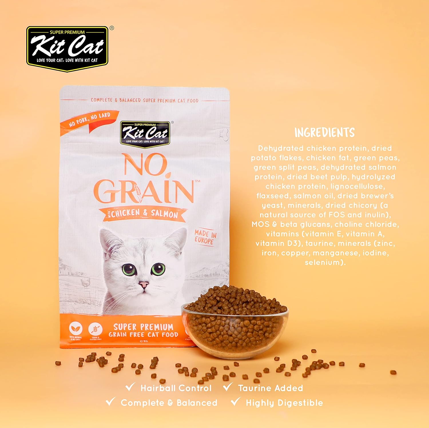 Kit Cat No Grain Super Premium Cat Food with Chicken & Salmon 1kg