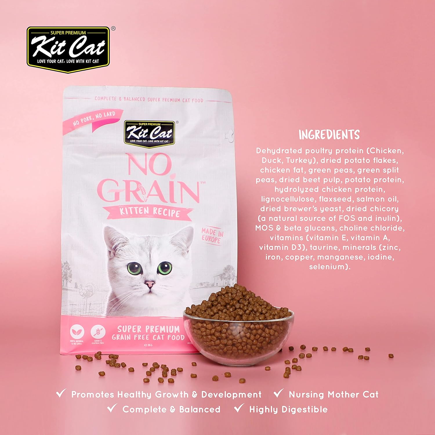 Kit Cat No Grain Super Premium Cat Food Kitten Recipe 10kg