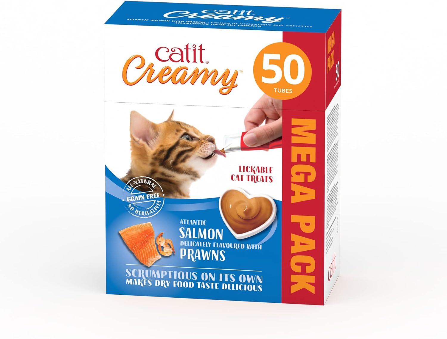 Catit Creamy Treats Mega Pack Salmon with Prawn, 50 tubes/box