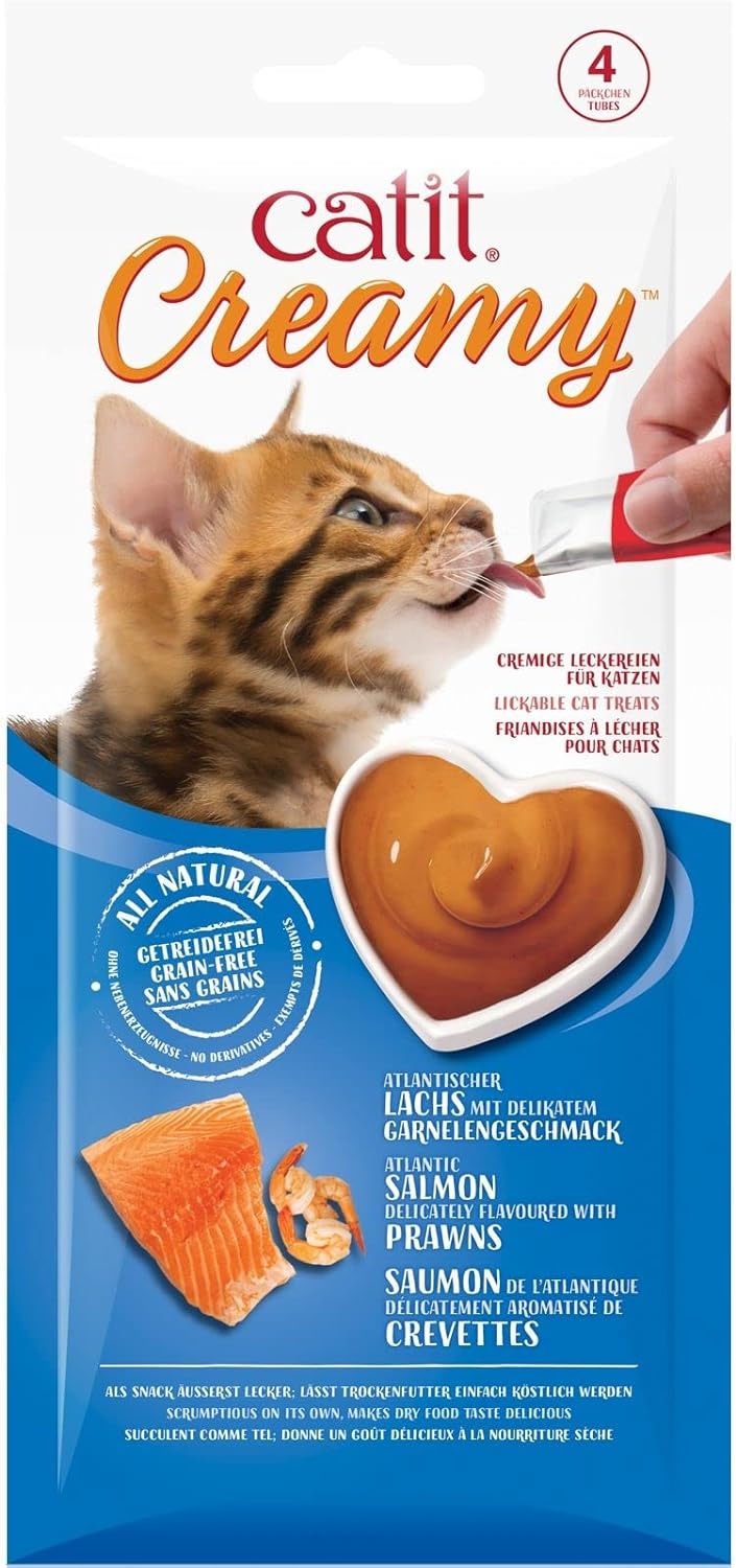 CatIt Creamy Lickable Treats - Salmon & Prawns - 12 Pack
