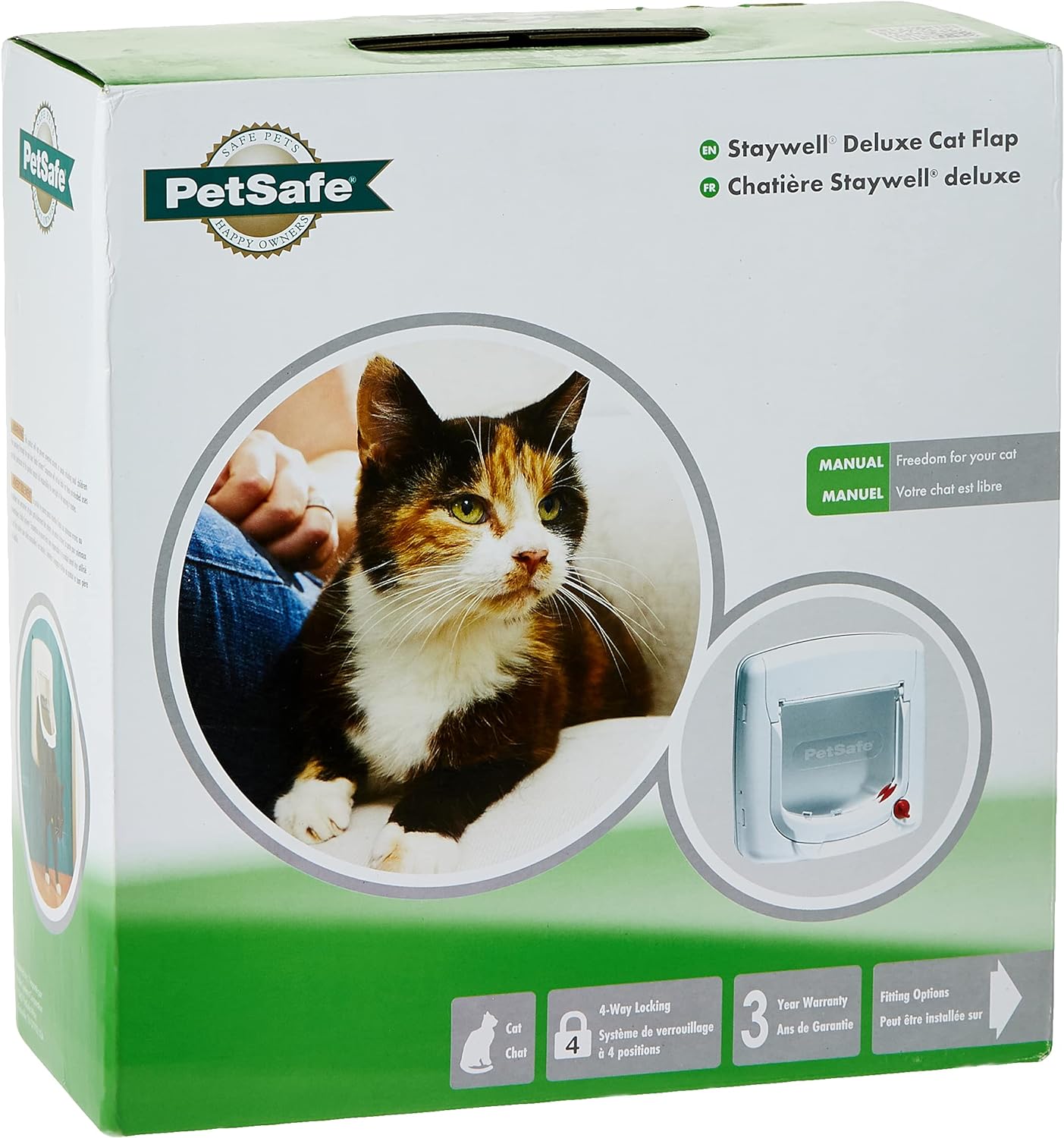 Pet Safe 4 Way Locking Deluxe Cat Flap - White