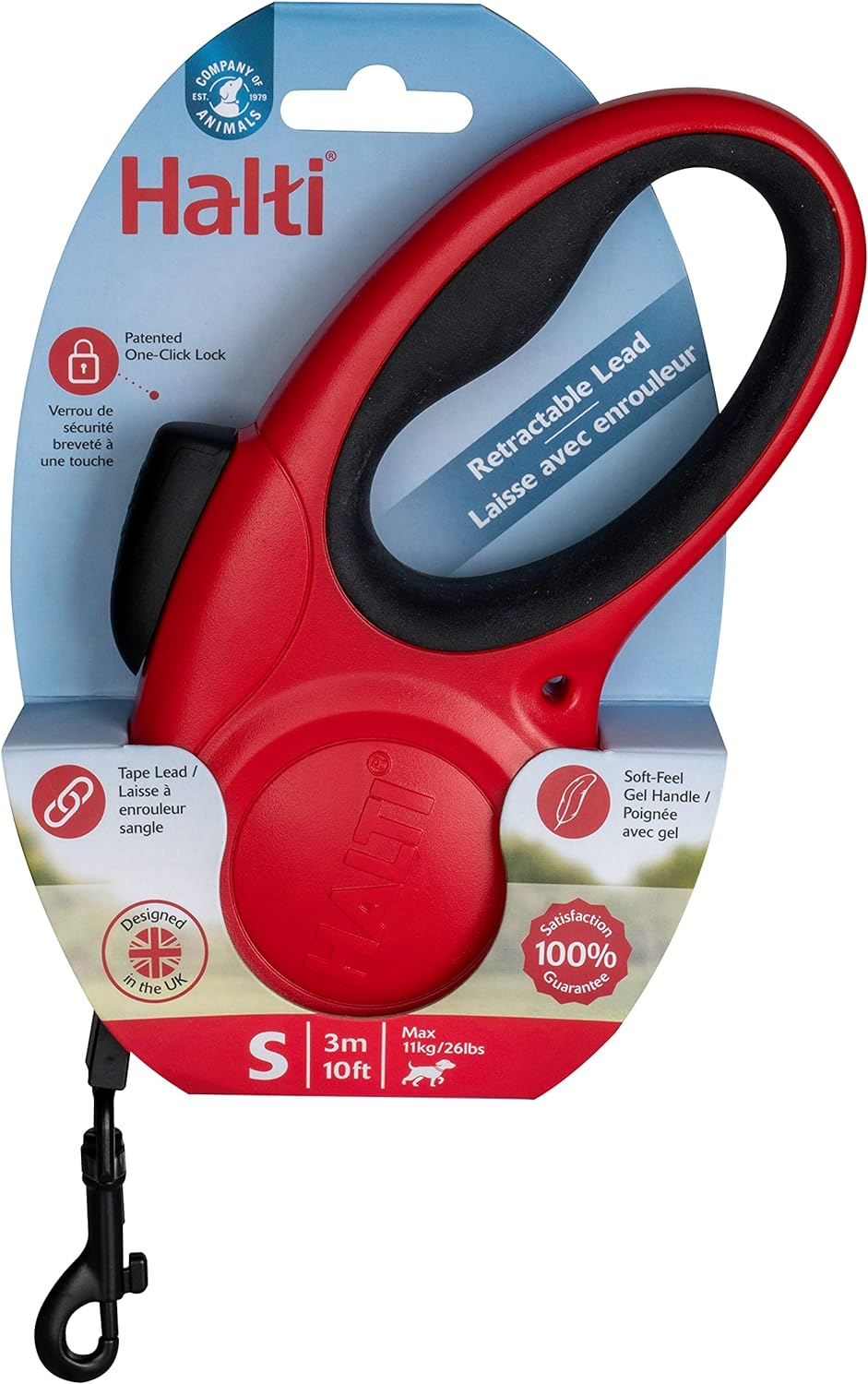 COA HR014 HALTI Retractable Lead Red Small