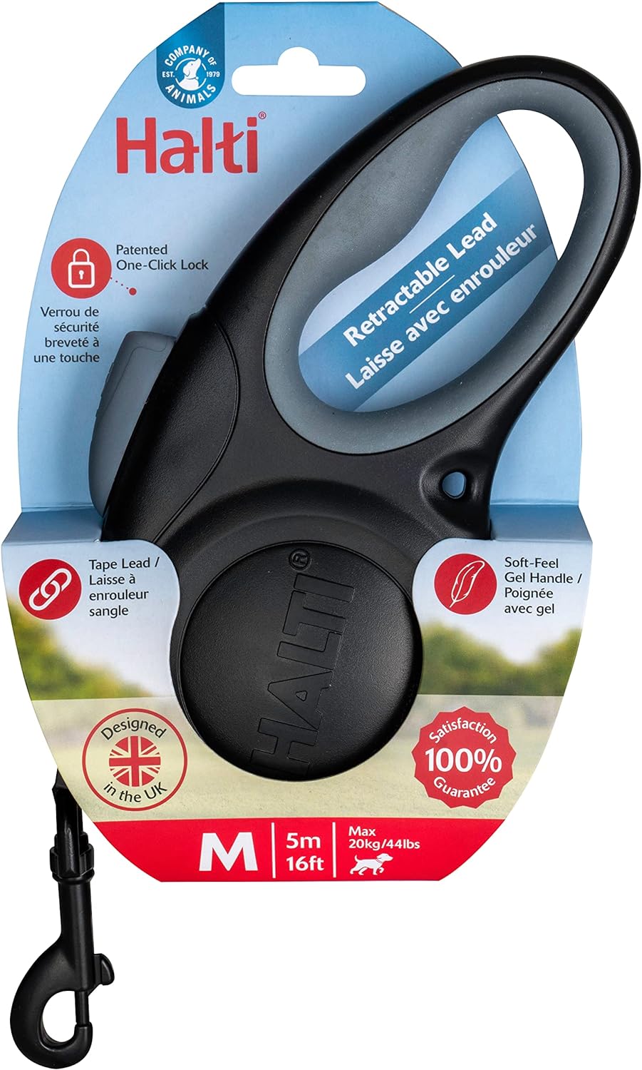 COA HR022 HALTI Retractable Lead Black Medium